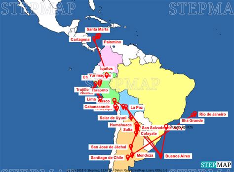 Stepmap Südamerikareise Landkarte Für Südamerika