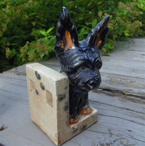 Dog Bookend Handpainted Pottery Yorkshire Or Scottish Terrier Etsy