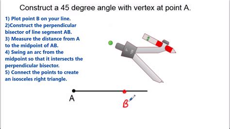 Constructing A 45 Degree Angle Two Methods Geometry Youtube