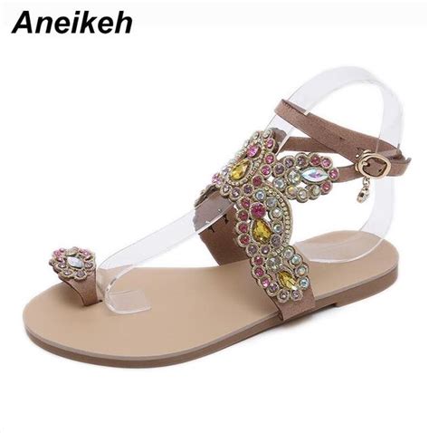 Aneikeh Summer Bling Bling Colorful Rhinestone Butterfly Woman Sandals Crystal Flats Flip Flops