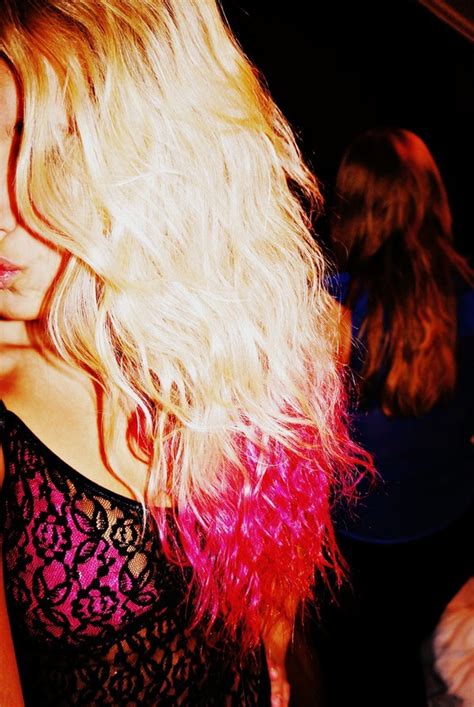 Blonde Bra Colourful Curly Hair Dip Dye Image