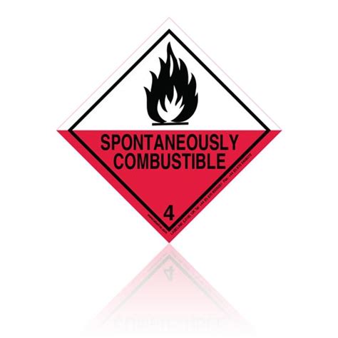 Class 4 2 Spontaneously Combustible Hazard Warning Placard Labeline
