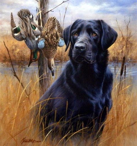 James Killen Faithful Friend Black Lab Dog Paintings Hunting Art