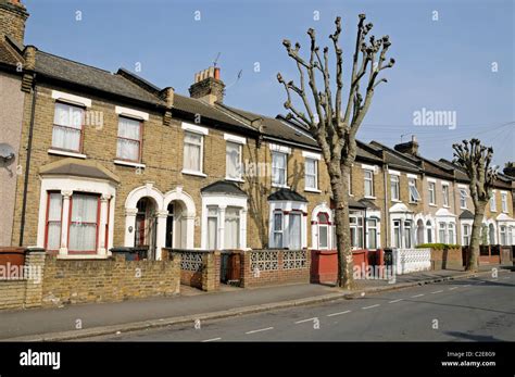 Two Story Victorian Terrace Houses Leytonstone London England Uk Stock