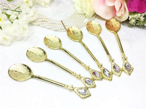 Set Of 6 Gold Tea Spoons Coffee Spoons Demitasse Spoons Ice Cream