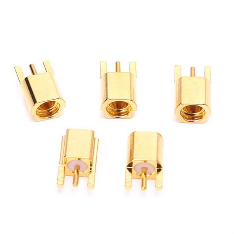 Mmcx Female Jack Connector Pcb Mount With Solder Straight Goldplated 3