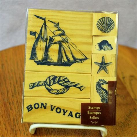 Nautical Rubber Stamp Set Wood Recollections Ship Seashell Coastal