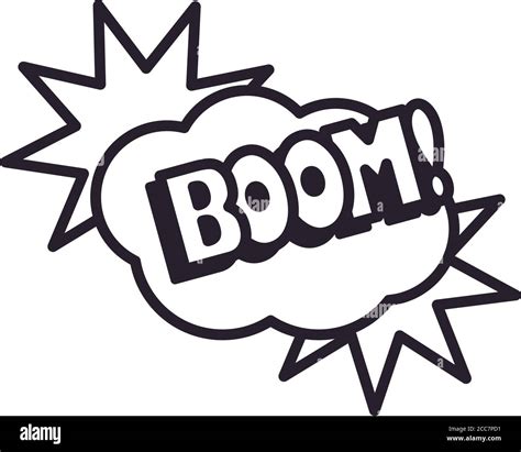 Boom Explosion Bubble Line Style Icon Design Of Pop Art Retro Expression Comic Theme Vector