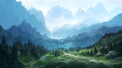 Download Fog Mountain Forest Artistic Landscape 4k Ultra Hd Wallpaper