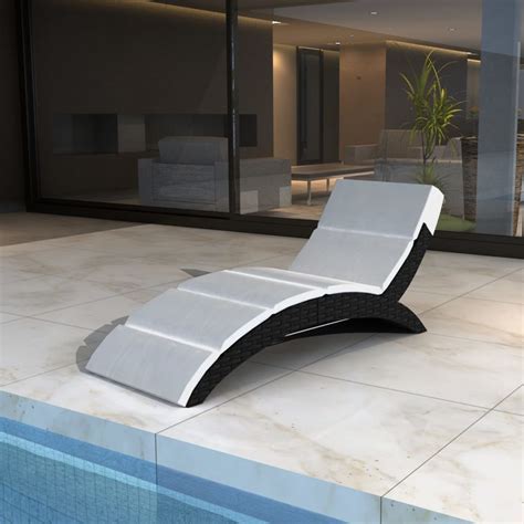 vidaxl luxury outdoor rattan sun bed foldable black garden in sun loungers from furniture on