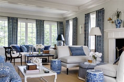 A Blue And White Coastal Home Tour In New England Blue Living Room