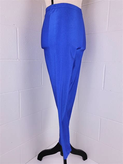 Vintage 80s Blue Spandex Disco Pants High Rise Leggings S Etsy