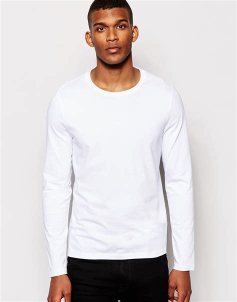 Asos Long Sleeve T Shirt With Crew Neck In White For Men Lyst