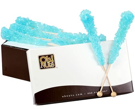 Large Unwrapped Light Blue Rock Candy Crystal Sticks Cotton Candy