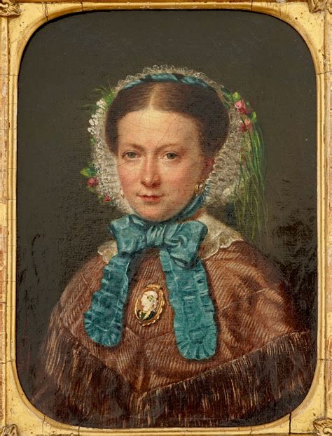 M Leclercq 1858 Un Portrait Dune Femme Avec Dentelle Huile Sur
