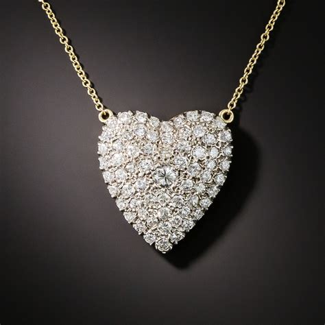 Vintage Pave Diamond Heart Necklace