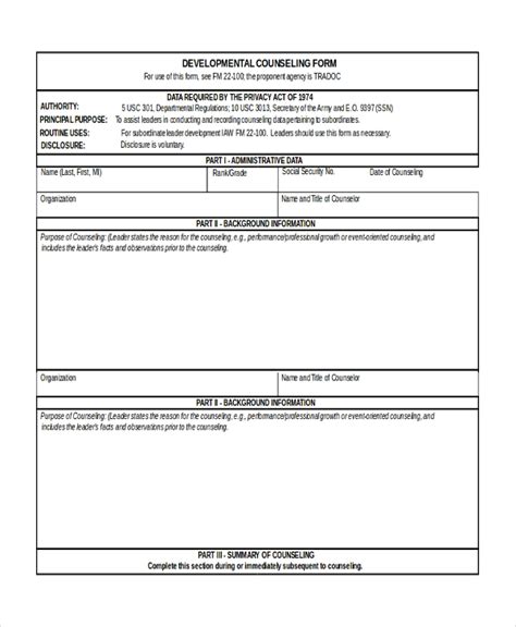 Us Army Counseling Form
