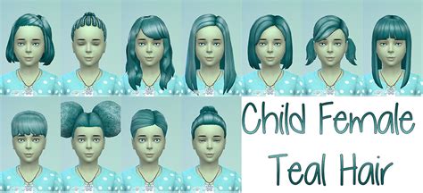 Stars Sugary Pixels Teal Hairstyle For Girls Sims 4 Hairs