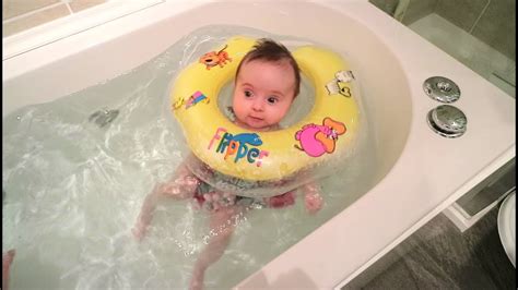 Baby Neck Float Our 10 Week Old Baby Swimming In The Bath For The
