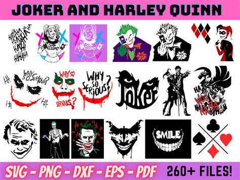 Joker Bundle Files Joker And Harley Quinn Joker And Batman Svg Png Dxf Eps Pdf