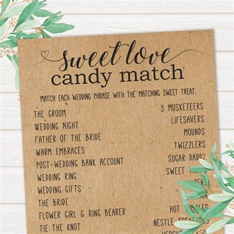 A Card With The Words Sweet Love Candy Match Written On It And Flowers Around It