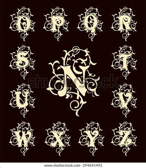 Vintage Set Capital Letters Floral Monograms Stock Vector Royalty Free