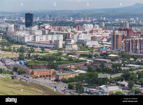 Aerial View Of Krasnoyarsk Russia Stock Photo Alamy