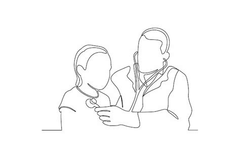 Premium Vector Continuous Line Drawing A Female Patient Are Checking