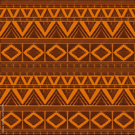 Tribal Pattern Vector Seamless African Print With In Sun Orange Colors