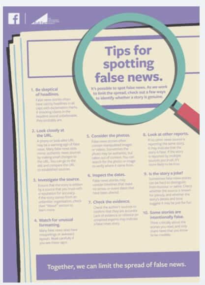 facebook runs newspaper ad in uk telling people how to spot fake news full text of