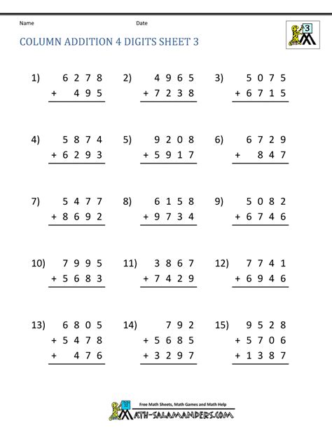 Start studying 3rd grade addition and subtraction. Free Printable Addition Worksheets 3rd Grade