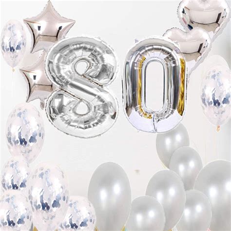 Buy 80th Birthday Decorations Party Supplies Silver Party Supplies