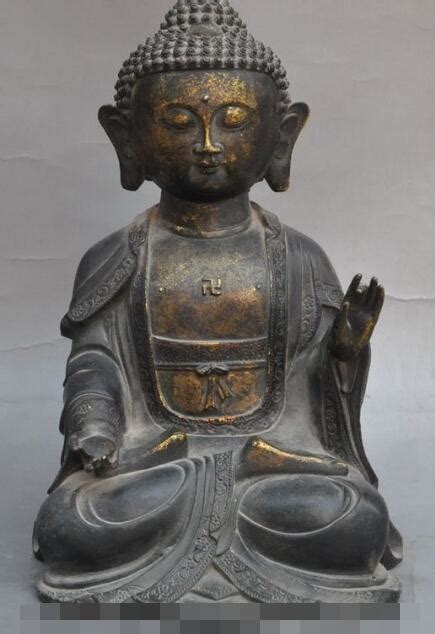 S00837 Old Tibet Buddhism Bronze Big Head Sakyamuni Shakyamuni