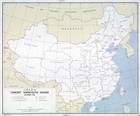 Large Scale Administrative Divisions Map Of Communist China 1954