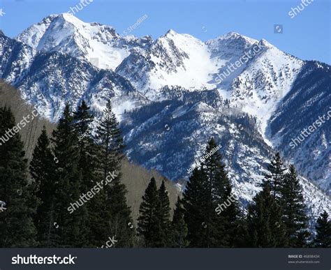 Approaching Snow Capped Peaks Rocky Mountains Stock Photo 46898434