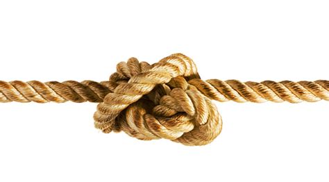 Tied Up Stress Knot Of Rope Or String Pulled Tight Stock Photo