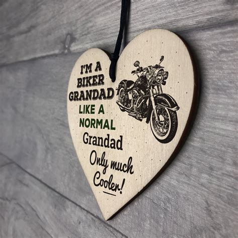 Biker Grandad Hanging Heart Plaques Sign Funny Motorcycle Ts