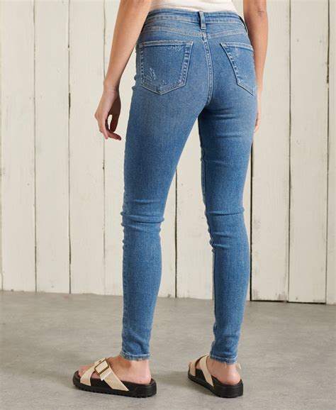dames skinny jeans met hoge taille abbot mid blue vintage superdry nl