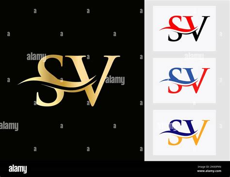 Initial Monogram Letter Sv Logo Design Sv Logotype Template Stock
