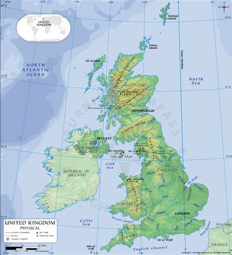 Uk Physical Map United Kingdom Physical Features Map