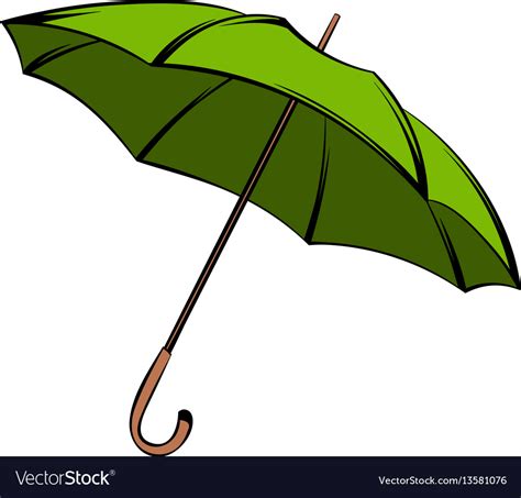 Green Umbrella Icon Cartoon Royalty Free Vector Image