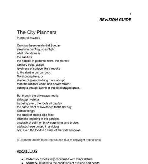 The City Planners By Margaret Atwood Complete Study Guide