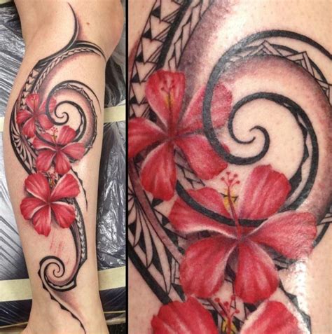 Tribal Flower Calf Tattoo Ink Leg Tattoos Polynesian Tattoos Women