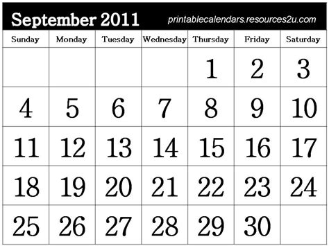 Printable Calendars 2015 September 2011 Calendar Printable Template
