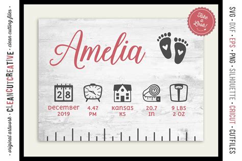 Birth Stats Template Svg Svg File New Free Beautiful Calligraphy Fonts