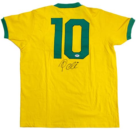 Pele Autographed CBD Brazil Yellow Copa Mundo Jersey