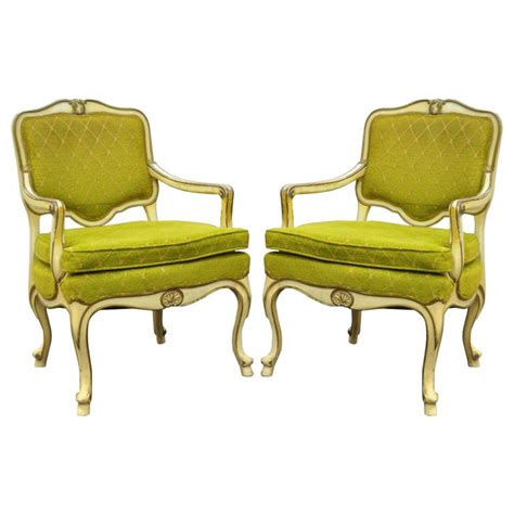 Valbonne french provincial style, cream painted french bedroom furniture where the paintwork is distressed to give it that vintage, aged feel. Pair of Hollywood Regency French Louis XV Cream Green ...