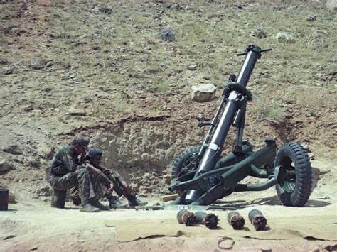Indian 160mm Tampella Mortar Of 244 Heavy Mortar Regiment Pounding
