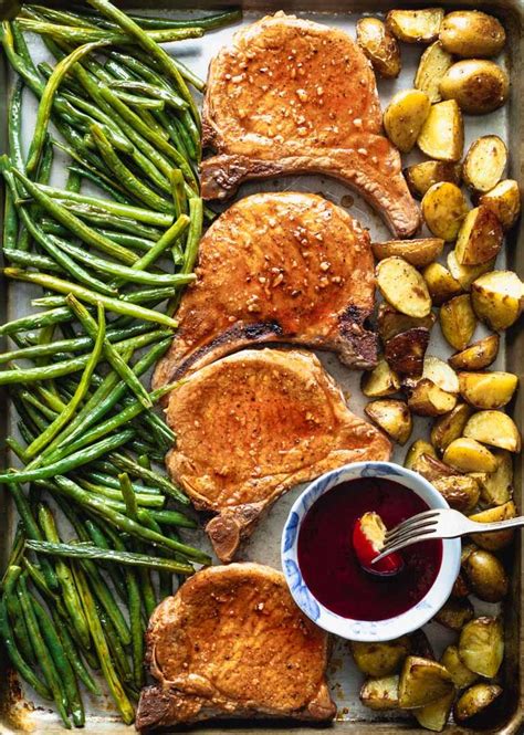 Chipotle barbecue sauce gives this lean pork tenderloin plenty of flavor, and it seeps into the asparagus below for an extra savory treat. Sheet Pan Pork Chops with Raspberry Ketchup | Recipe ...