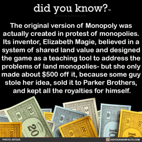 Did You Know Did You Know Facts Monopoly The Originals